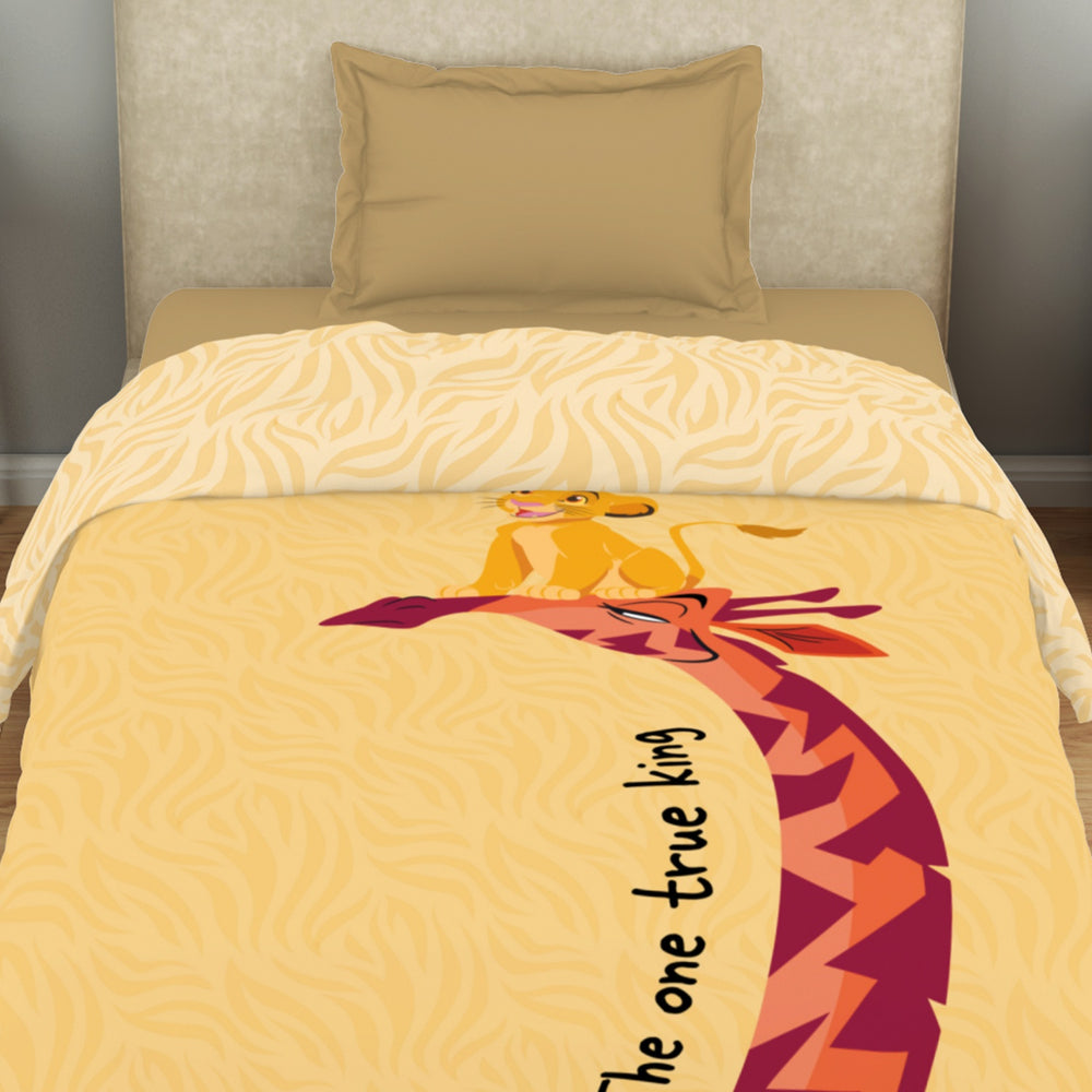 Spaces Disney Mufasa 100% Cotton 132 TC Single Quilt - 152 x 228 cm, Light Yellow