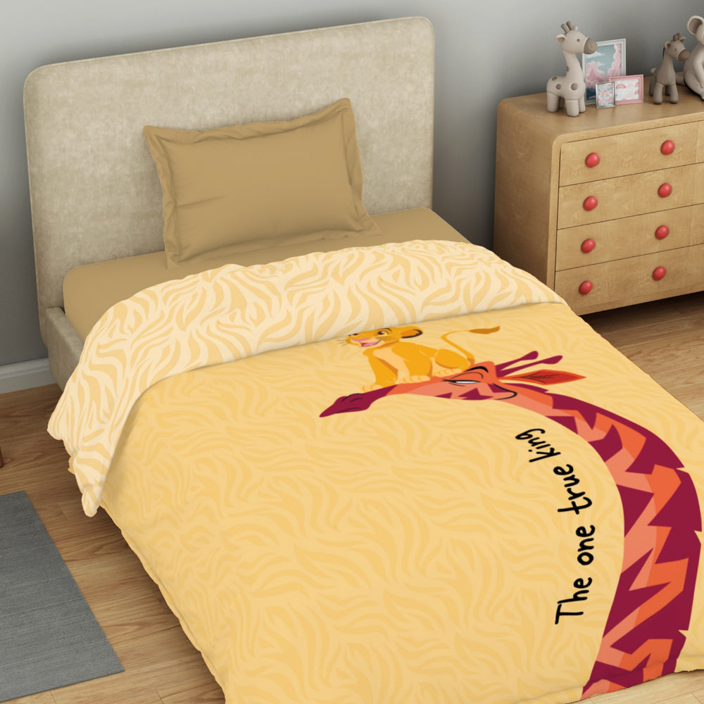Spaces Disney Mufasa 100% Cotton 132 TC Single Quilt - 152 x 228 cm, Light Yellow