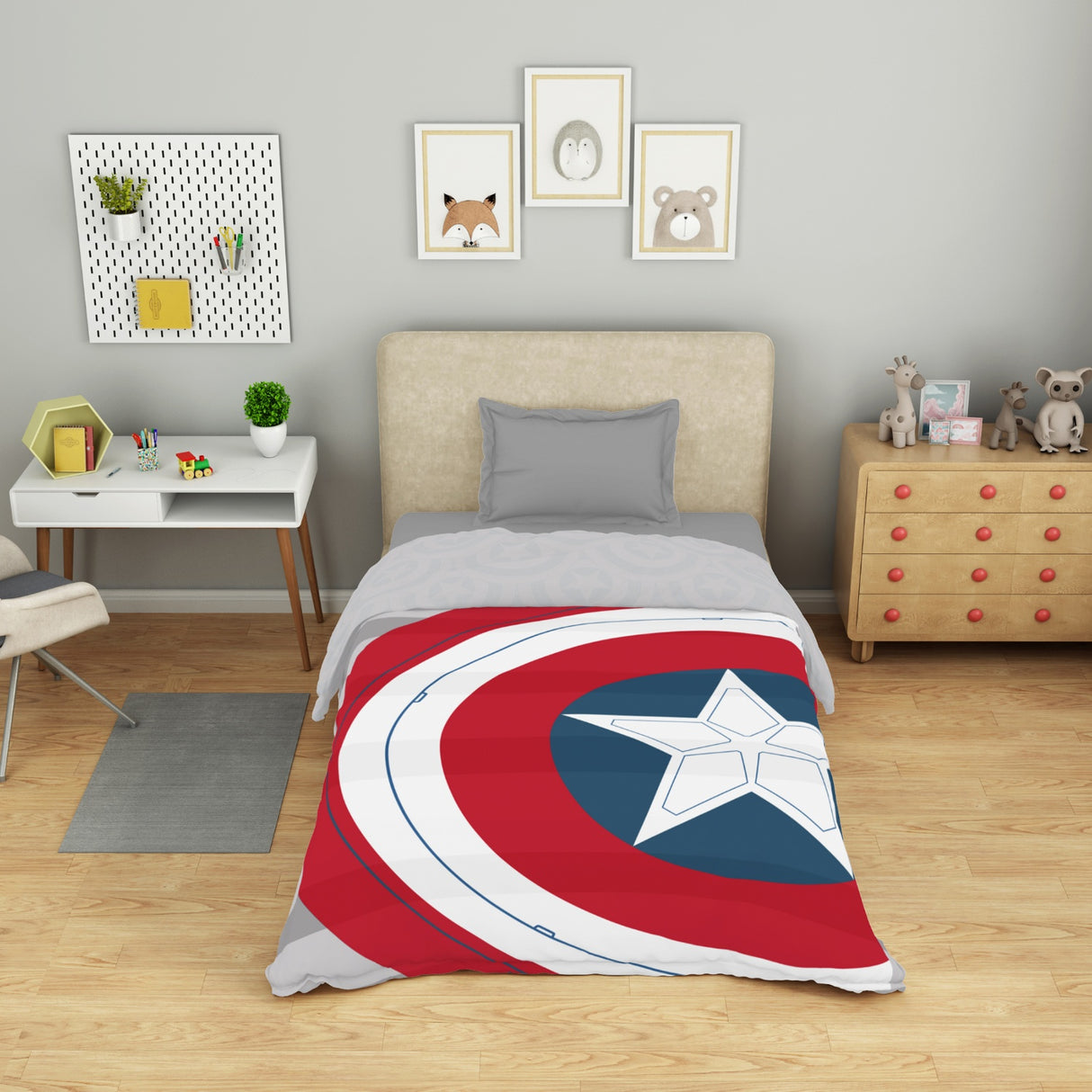 Spaces Marvel Captain America 100% Cotton 132 TC Single Quilt - 152 x 228 cm, Red