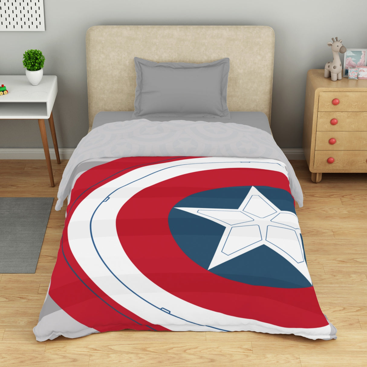 Spaces Marvel Captain America 100% Cotton 132 TC Single Quilt - 152 x 228 cm, Red