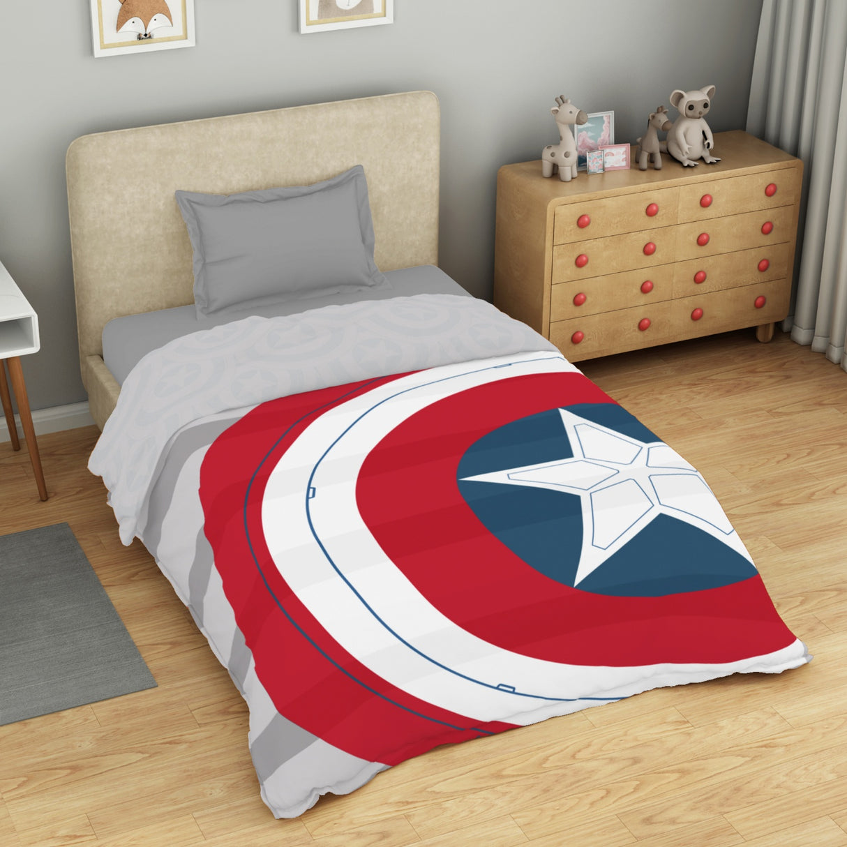 Spaces Marvel Captain America 100% Cotton 132 TC Single Quilt - 152 x 228 cm, Red