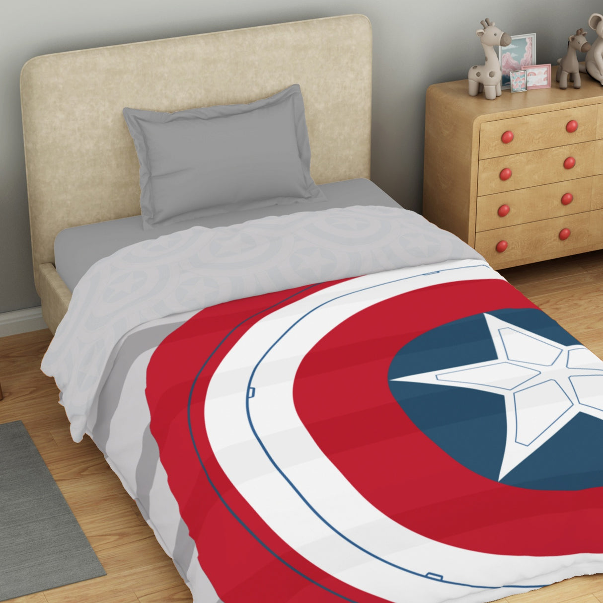 Spaces Marvel Captain America 100% Cotton 132 TC Single Quilt - 152 x 228 cm, Red