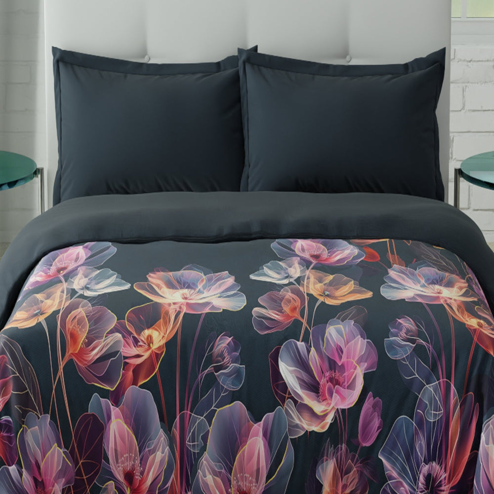 Spaces Elgncnior 100% Cotton 210 TC Floral Double Quilt - 88 x 106 Inches, Dark Teal