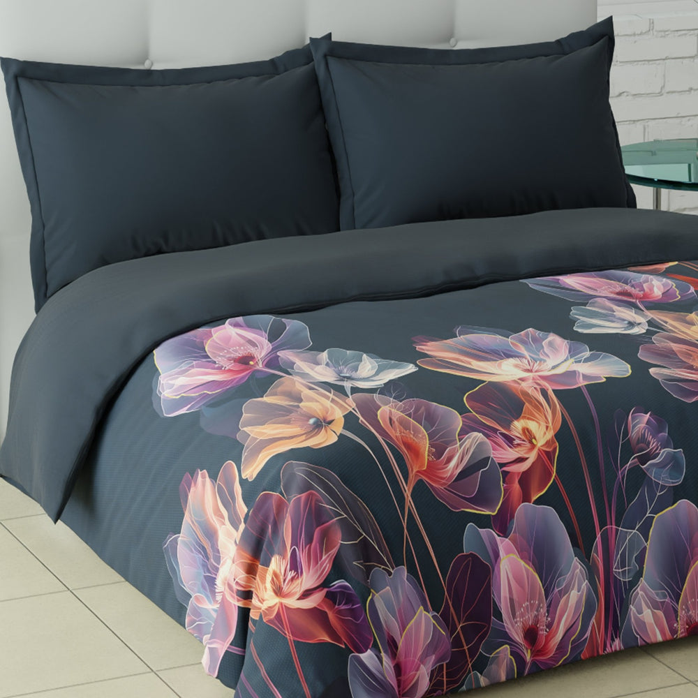 Spaces Elgncnior 100% Cotton 210 TC Floral Double Quilt - 88 x 106 Inches, Dark Teal