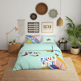 Spaces Genez 100% Cotton 180 TC Percale Character Large Bedsheet with 2 Pillow Covers - 274 x 274 cm, Light Aqua
