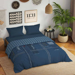 Spaces Genez 100% Cotton 180 TC Printed Double Quilt - 88 x 106 Inches, Light Blue
