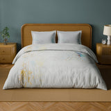 Spaces Abstract Cotton 144 TC Double Bedsheet with 2 Pillow Covers - 274 x 274 cm, Light Grey