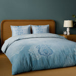 Spaces Onate Cotton 144 TC Double Bedsheet with 2 Pillow Covers - 274 x 274 cm, Light Blue