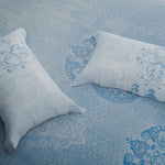 Spaces Onate Cotton 144 TC Double Bedsheet with 2 Pillow Covers - 274 x 274 cm, Light Blue