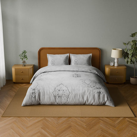Spaces Onate Cotton 144 TC Double Bedsheet with 2 Pillow Covers - 274 x 274 cm, Light Grey