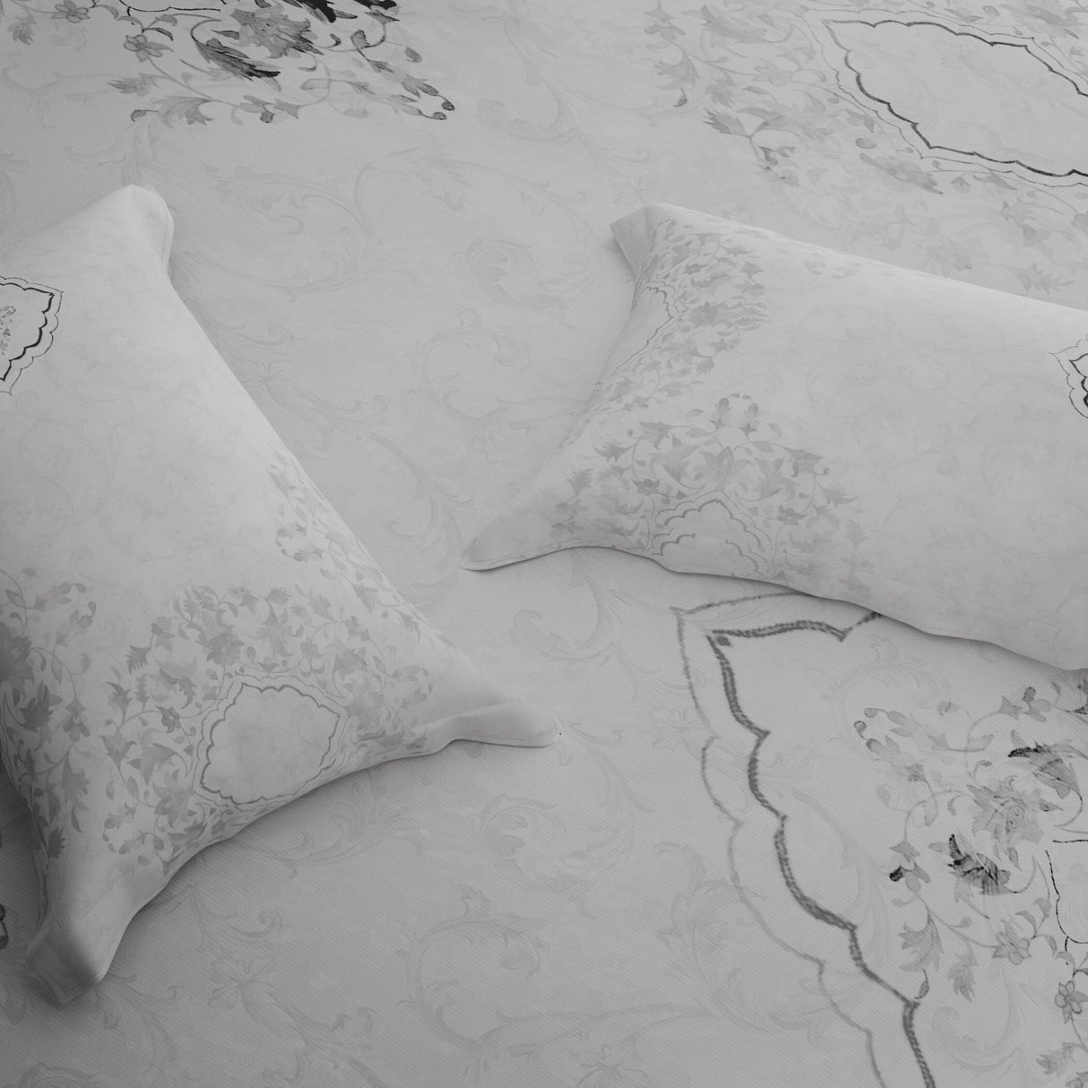 Spaces Onate Cotton 144 TC Double Bedsheet with 2 Pillow Covers - 274 x 274 cm, Light Grey
