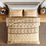 Spaces Essentials Geometric 100% Cotton 144 TC Double Bedsheet with 2 Pillow Covers - 274 x 274 cm, Beige