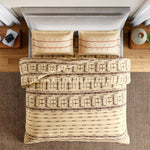 Spaces Essentials Geometric 100% Cotton 144 TC Double Bedsheet with 2 Pillow Covers - 274 x 274 cm, Beige
