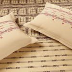 Spaces Essentials Geometric 100% Cotton 144 TC Double Bedsheet with 2 Pillow Covers - 274 x 274 cm, Beige