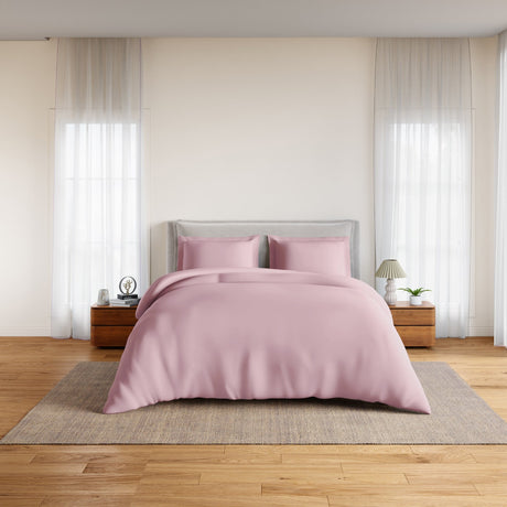 Spaces Essentials Solid 100% Cotton 180 TC Double Bedsheet with 2 Pillow Covers - 274 x 274 cm, Blush