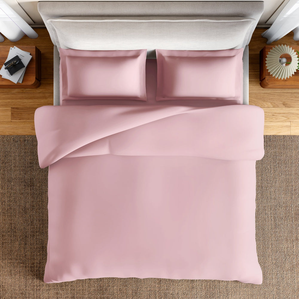 Spaces Essentials Solid 100% Cotton 180 TC Double Bedsheet with 2 Pillow Covers - 274 x 274 cm, Blush