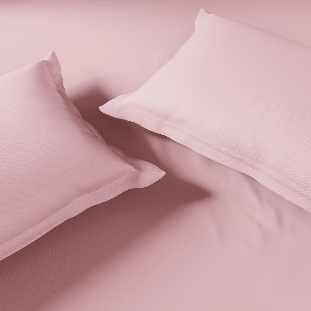 Spaces Essentials Solid 100% Cotton 180 TC Double Bedsheet with 2 Pillow Covers - 274 x 274 cm, Blush