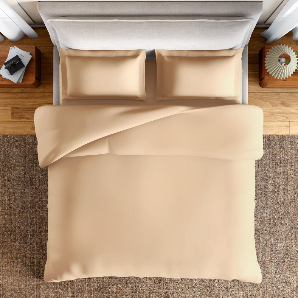 Spaces Essentials Solid 100% Cotton 180 TC Double Bedsheet with 2 Pillow Covers - 274 x 274 cm, Light Orange