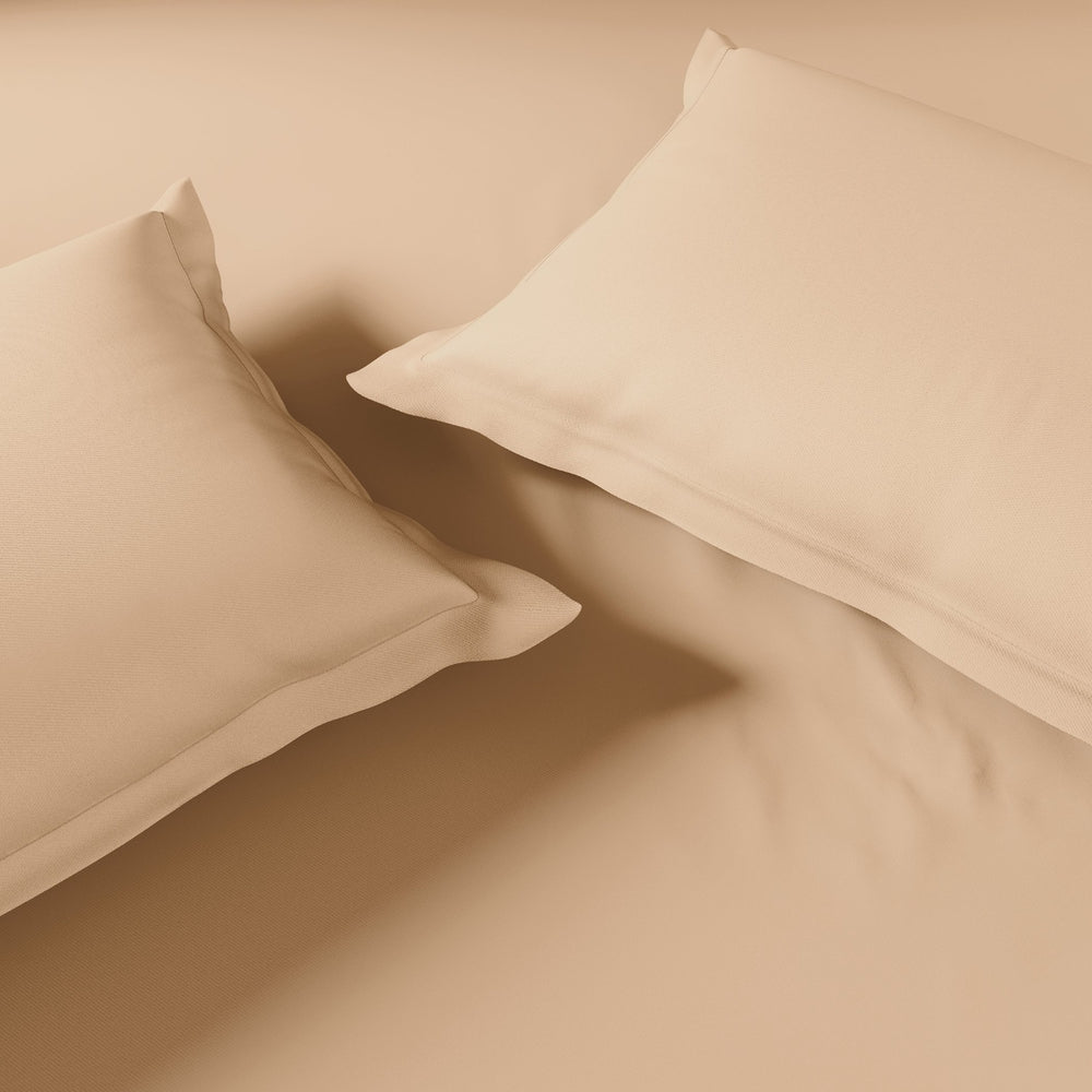 Spaces Essentials Solid 100% Cotton 180 TC Double Bedsheet with 2 Pillow Covers - 274 x 274 cm, Light Orange