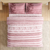 Spaces Essentials Geometric 100% Cotton 180 TC Double Bedsheet with 2 Pillow Covers - 274 x 274 cm, Light Pink
