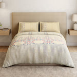 Spaces Essentials Floral 100% Cotton 180 TC Double Bedsheet with 2 Pillow Covers - 274 x 274 cm, Cream
