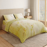 Spaces Essentials Geometric 100% Cotton 132 TC Double Bedsheet with 2 Pillow Covers - 274 x 274 cm, Light Green
