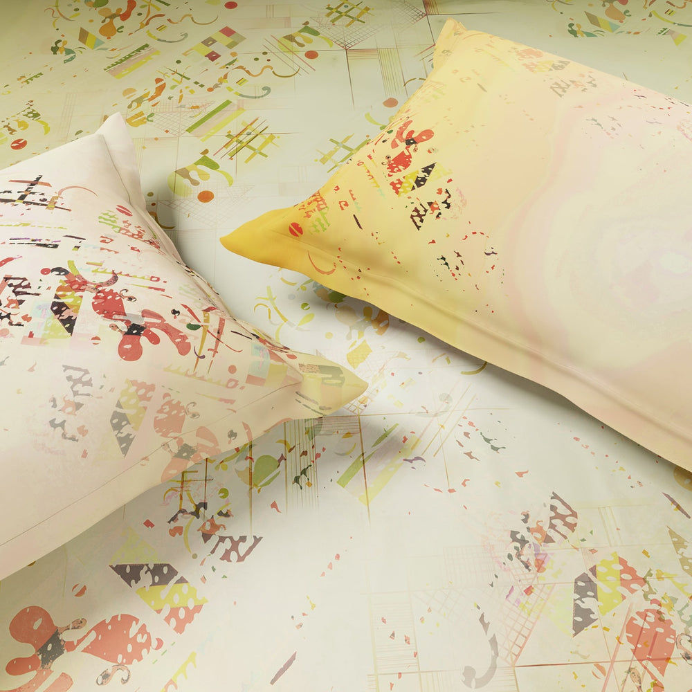 Spaces Essentials Geometric 100% Cotton 132 TC Double Bedsheet with 2 Pillow Covers - 274 x 274 cm, Light Green
