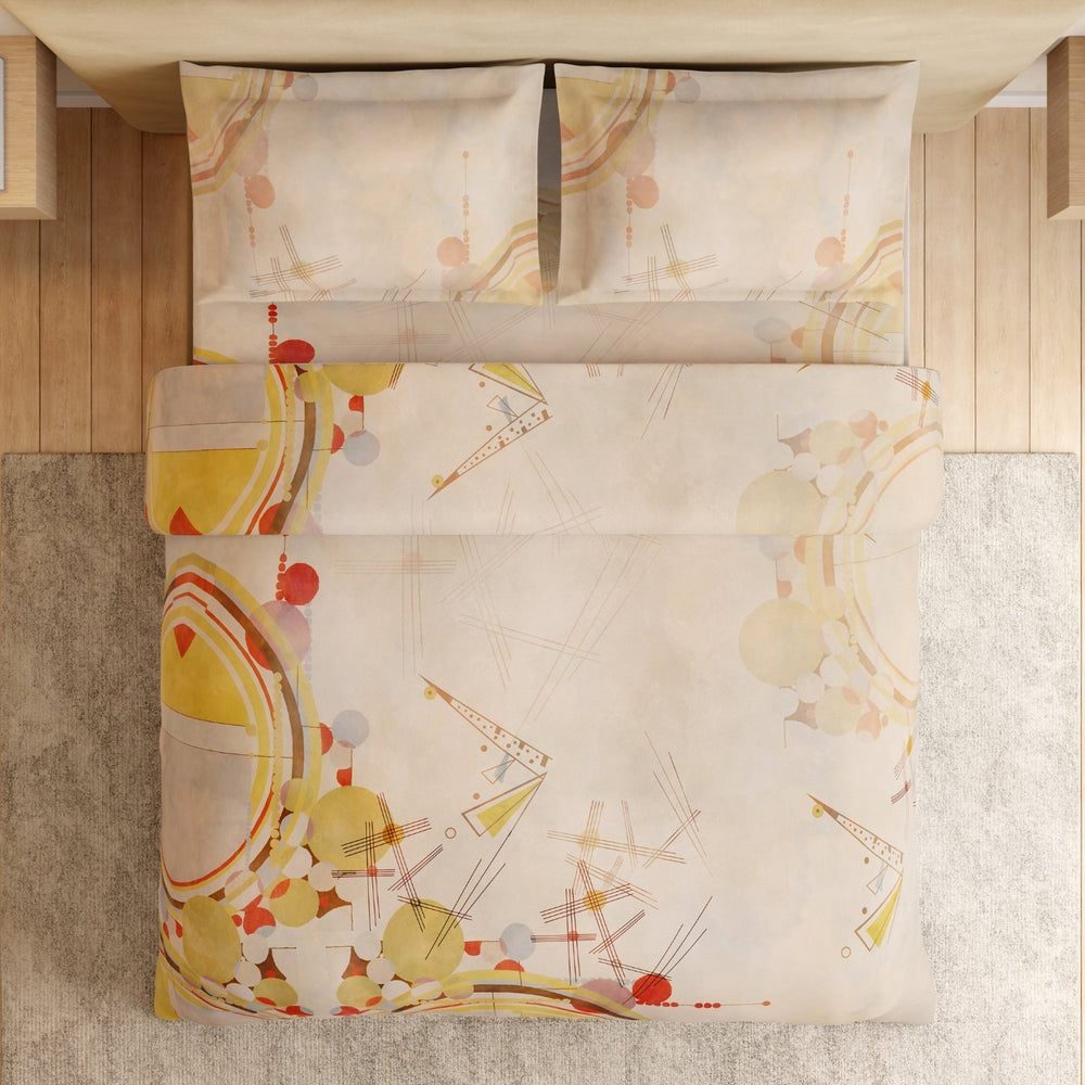Spaces Essentials Geometric 100% Cotton 132 TC Double Bedsheet with 2 Pillow Covers - 274 x 274 cm, Light Blush