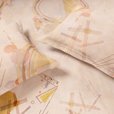Spaces Essentials Geometric 100% Cotton 132 TC Double Bedsheet with 2 Pillow Covers - 274 x 274 cm, Light Blush
