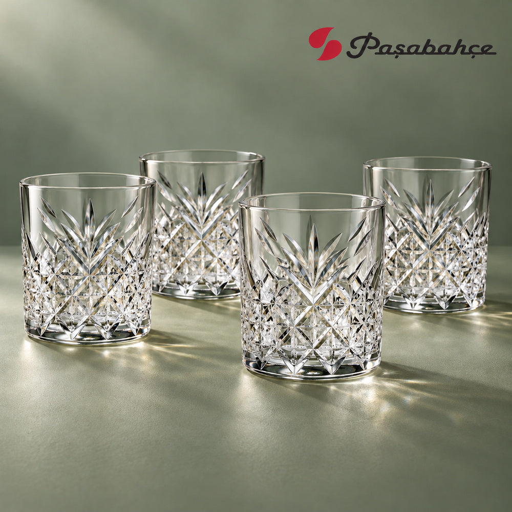 Pasabahce Timeless Whisky Tumbler Glass Set of 4 -  345 ml, Transparent