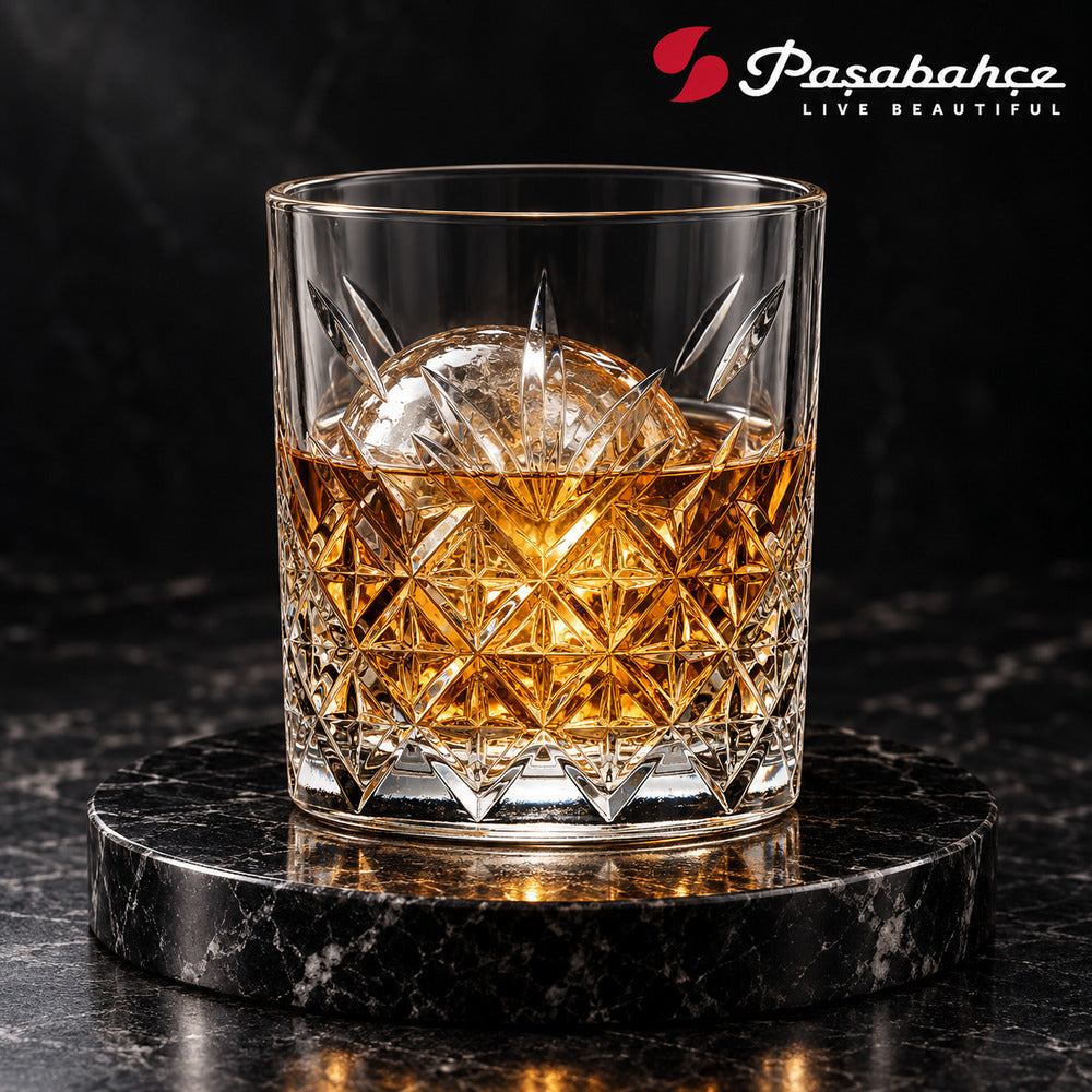 Pasabahce Timeless Whisky Tumbler Glass Set of 4 -  345 ml, Transparent