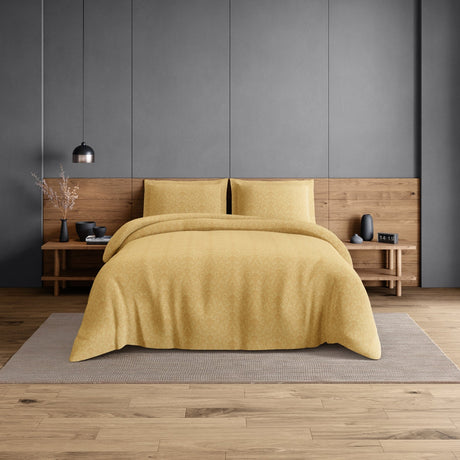 Spaces Elegance Selora 100% Cotton 300 TC Double Bedsheet with 2 Pillow Covers - 274 x 274 cm, Light Yellow