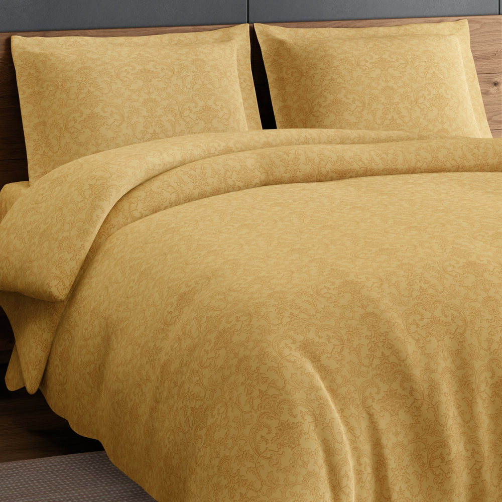 Spaces Elegance Selora 100% Cotton 300 TC Double Bedsheet with 2 Pillow Covers - 274 x 274 cm, Light Yellow