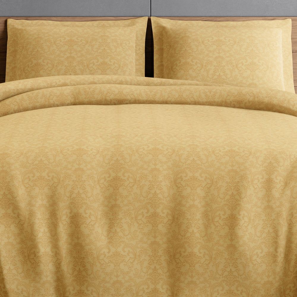Spaces Elegance Selora 100% Cotton 300 TC Double Bedsheet with 2 Pillow Covers - 274 x 274 cm, Light Yellow