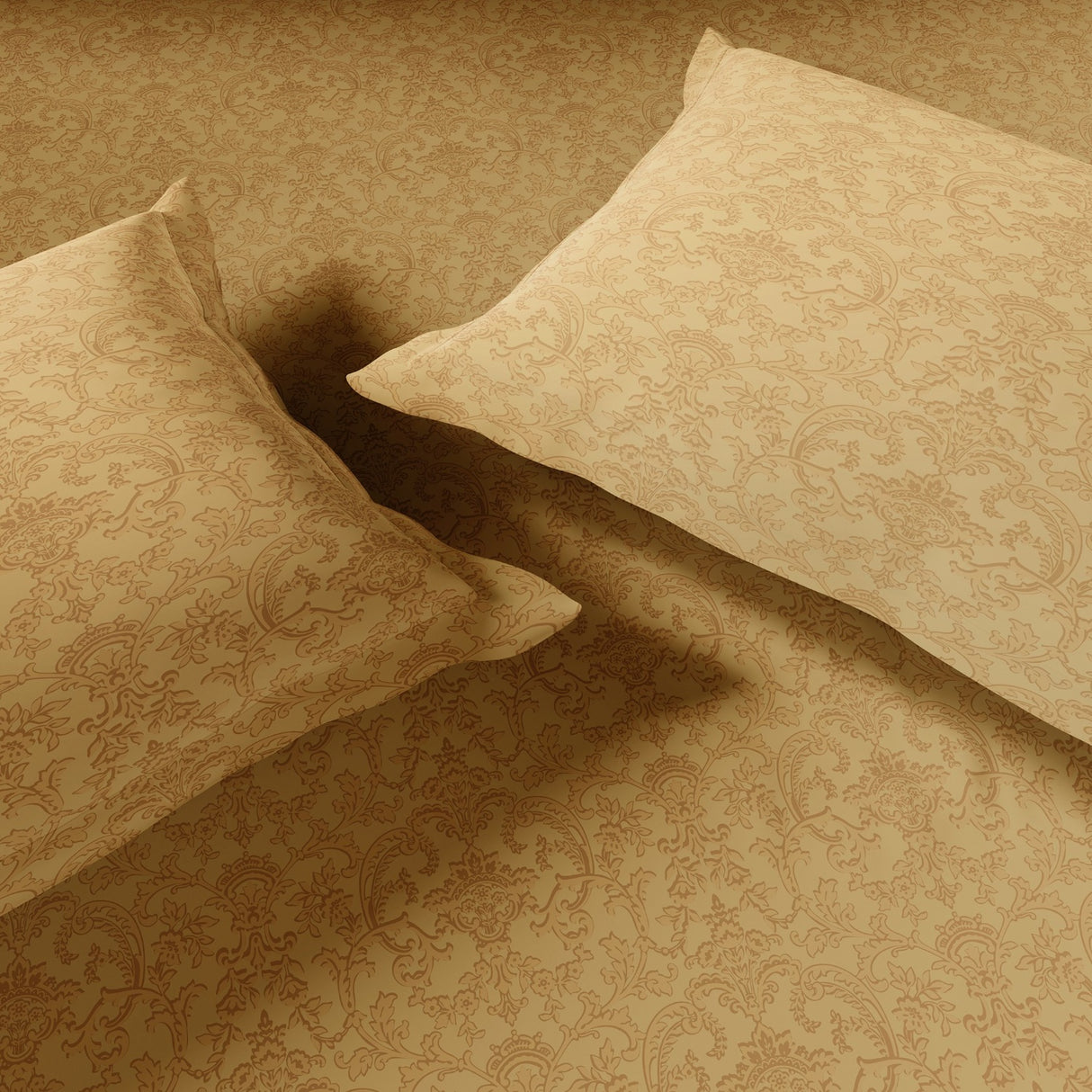Spaces Elegance Selora 100% Cotton 300 TC Double Bedsheet with 2 Pillow Covers - 274 x 274 cm, Light Yellow