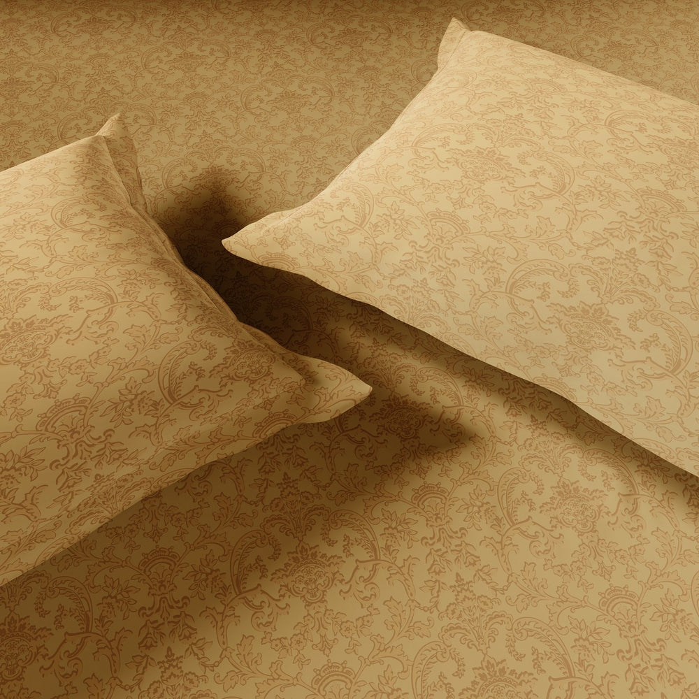 Spaces Elegance Selora 100% Cotton 300 TC Double Bedsheet with 2 Pillow Covers - 274 x 274 cm, Light Yellow