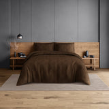 Spaces Elegance Selora Geometric 100% Cotton 300 TC Double Bedsheet with 2 Pillow Covers - 274 x 274 cm, Dark Brown