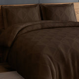 Spaces Elegance Selora Geometric 100% Cotton 300 TC Double Bedsheet with 2 Pillow Covers - 274 x 274 cm, Dark Brown