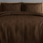 Spaces Elegance Selora Geometric 100% Cotton 300 TC Double Bedsheet with 2 Pillow Covers - 274 x 274 cm, Dark Brown