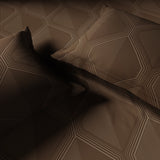 Spaces Elegance Selora Geometric 100% Cotton 300 TC Double Bedsheet with 2 Pillow Covers - 274 x 274 cm, Dark Brown