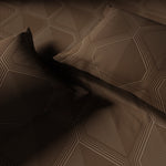Spaces Elegance Selora Geometric 100% Cotton 300 TC Double Bedsheet with 2 Pillow Covers - 274 x 274 cm, Dark Brown