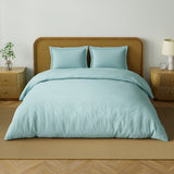 Spaces Solid 100% Cotton 144 TC Double Bedsheet with 2 Pillow Covers - 274 x 274 cm, Light Blue