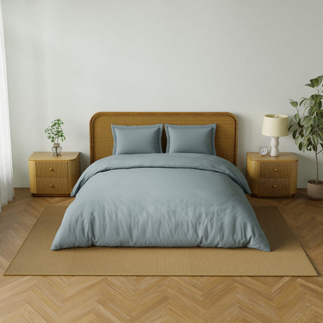 Spaces Solid 100% Cotton 144 TC Double Bedsheet with 2 Pillow Covers - 274 x 274 cm, Grey