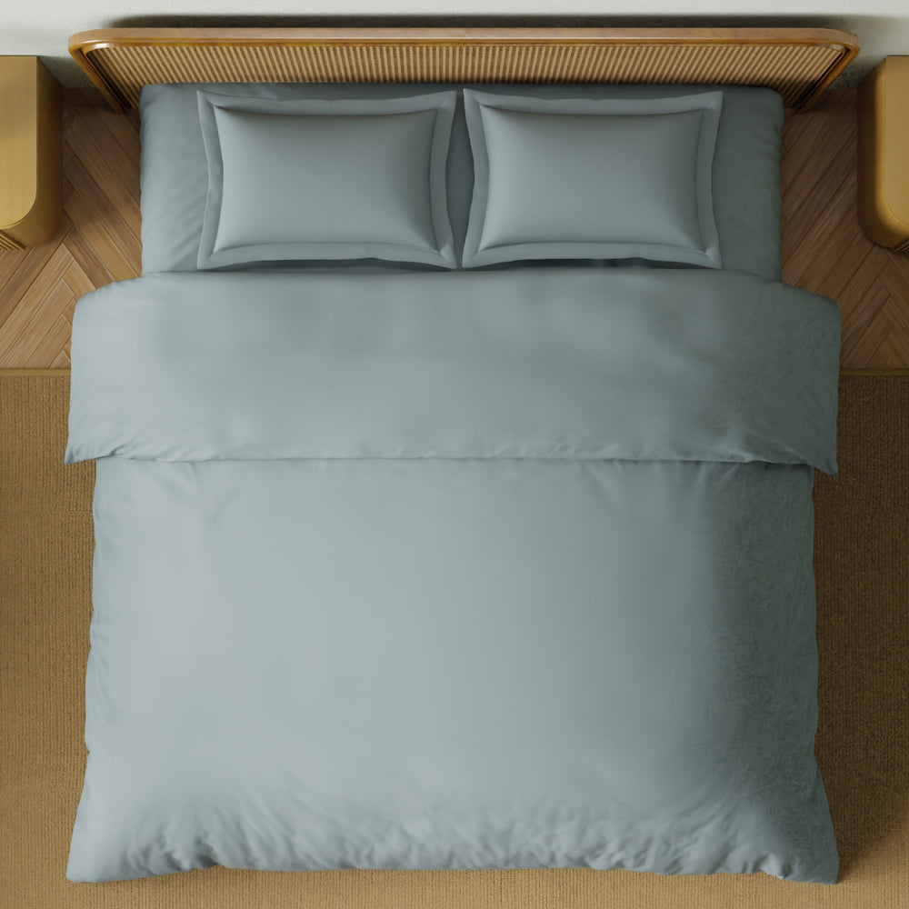 Spaces Solid 100% Cotton 144 TC Double Bedsheet with 2 Pillow Covers - 274 x 274 cm, Grey