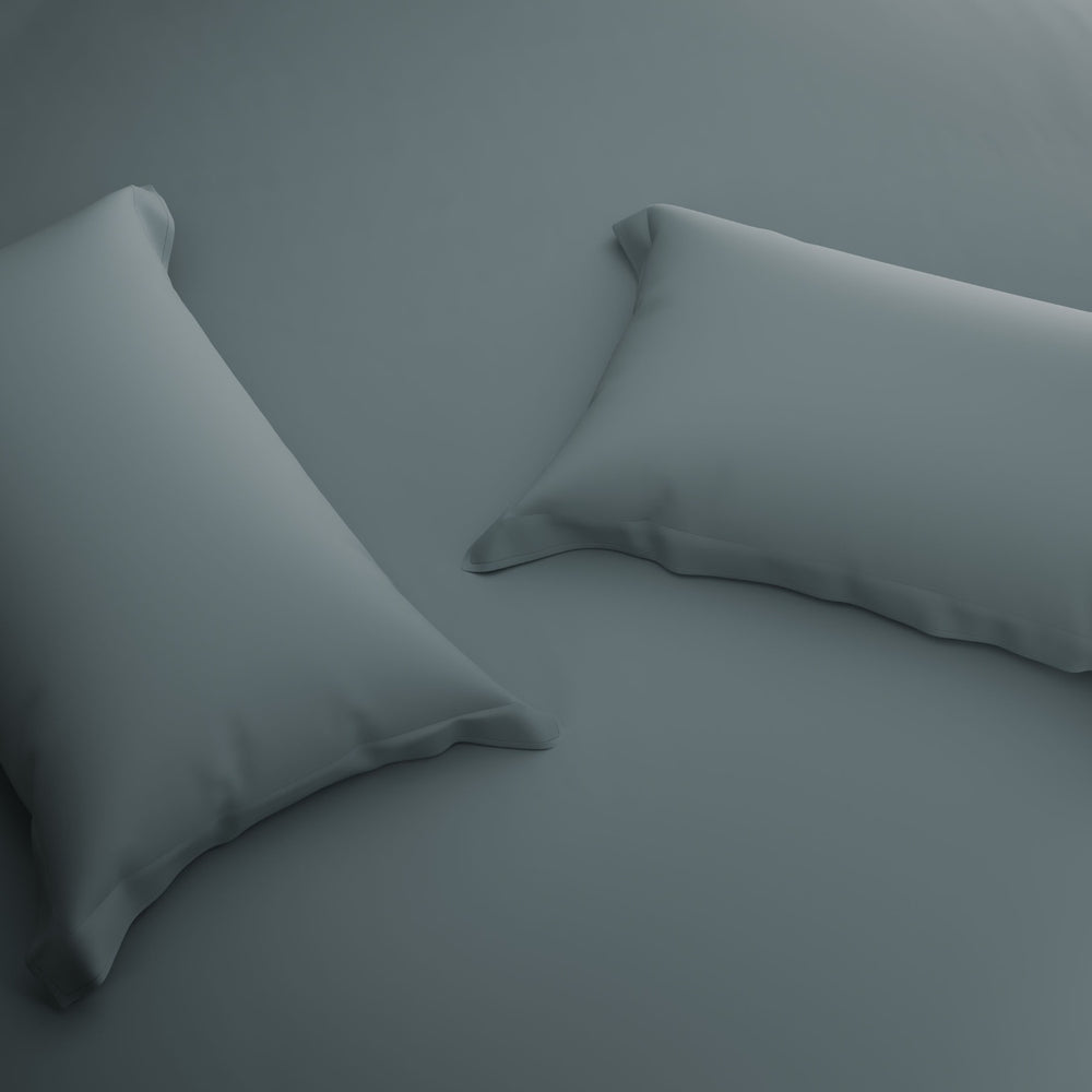 Spaces Solid 100% Cotton 144 TC Double Bedsheet with 2 Pillow Covers - 274 x 274 cm, Grey