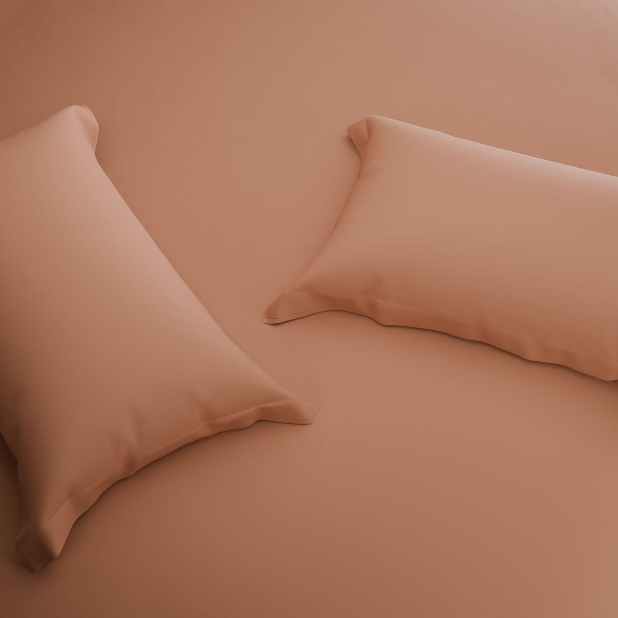 Spaces Solid 100% Cotton 144 TC Double Bedsheet with 2 Pillow Covers - 274 x 274 cm, Light Orange