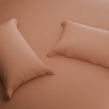 Spaces Solid 100% Cotton 144 TC Double Bedsheet with 2 Pillow Covers - 274 x 274 cm, Light Orange