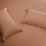 Spaces Solid 100% Cotton 144 TC Double Bedsheet with 2 Pillow Covers - 274 x 274 cm, Light Orange