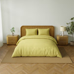 Spaces Solid 100% Cotton 144 TC Double Bedsheet with 2 Pillow Covers - 274 x 274 cm, Light Yellow