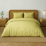 Spaces Solid 100% Cotton 144 TC Double Bedsheet with 2 Pillow Covers - 274 x 274 cm, Light Yellow